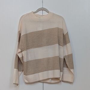 H&M NWT Women's Beige and Cream Striped Sweater
